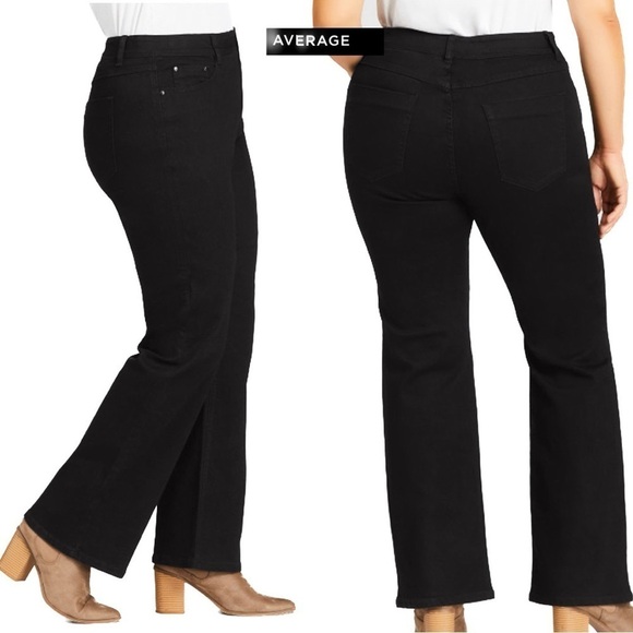 Avenue Supportive Stretch Elastic Waistband Bootleg Jean Black Average (JNO2.5) - Picture 2 of 5